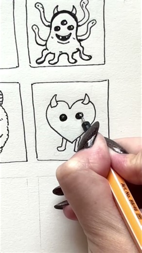 Heart-Shaped Monster | Cute Doodle Art