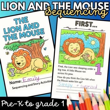 The Lion and the Mouse Sequencing and Story Activities | Fable Comprehension K-2