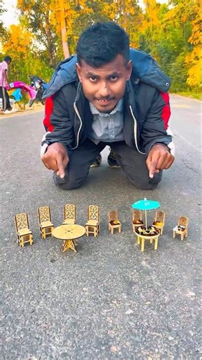 Mini Wooden Furniture Set Unboxing | Tiny Table Chair Setup 😍 #shortsvideo