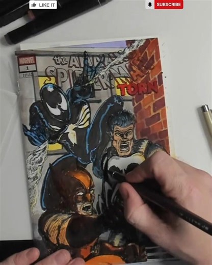 Spider-Man, Punisher, Wolverine SKETCH Cover Speedrun COLORING Part 18 #drawing #marvel #art