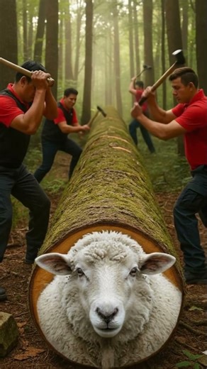 Unbelievable! Sheep Stuck in Giant Wood — Watch the Dramatic Rescue