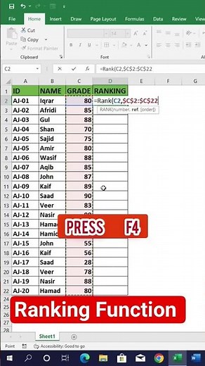 How to Use RANK Function in Excel | Easy Ranking Formula Tutorial 2025