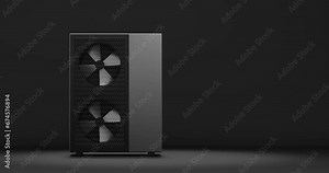 rotating fan of a heat pump energy as a heater and alternative energy - 3D Animation 4k 60 fps DCI seamless loop