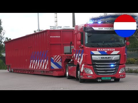 [LONGEST firetruck of The Netherlands!] Tractor & water immersion trailer DAF Trucks FD Eindhoven