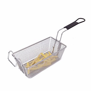 [Hot Item] 4 Gallon Restaurant Deep Fryer Basket Rectangular Stainless Steel Fry Basket with Folding Handle