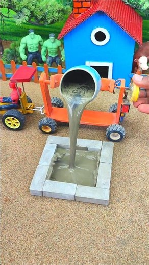 🚜🔥 Mini Tractor Making Cement Pillar with Bricks | Real Working DIY Machine #shorts #youtubeshorts