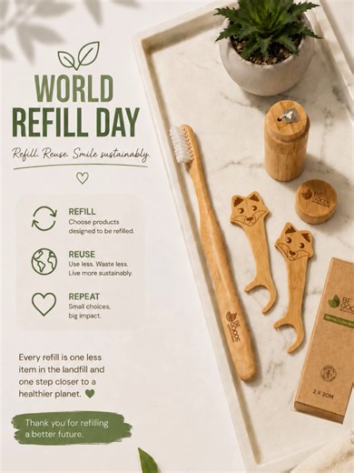 Happy World Refill Day! 🌍 Every refill is a small step toward a cleaner planet. By choosing refillable essentials, we can reduce waste, reuse what we have, and make sustainability part of our everyday routine. At BE GOODS, we believe that caring for your smile and caring for the Earth can go hand in hand. Refill culture > throwaway culture. ♻️ Would you switch to refillable products? #WorldRefillDay #RefillNotLandfill #ZeroWaste #BeGoods #Ecofriendlyoralcare #SustainableSwaps #Bambootoothbrush 