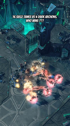 SC2.BattleRumBle: 16 Siege Tanks vs 4 Dark Archons #sc2 #rts #starcraft2 #스타크래프트2