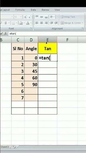 how to find tan in ms excel..#excel