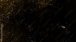 Gold Dust Particles Overlay. particles gold dust with stars on black background.