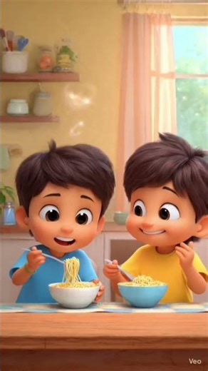 2 Bowl, 2 dost, 200% Khushi! 💗 Chiku-chintu Maggi #shortsfeed #shorts