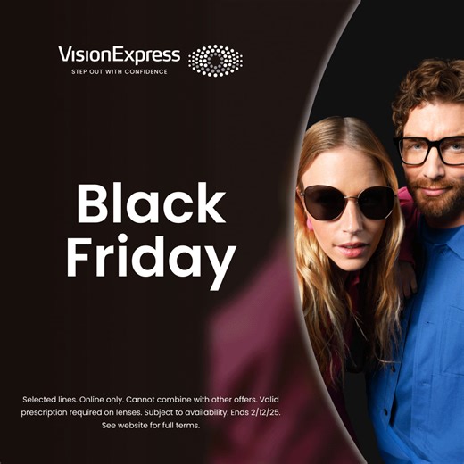 20% off Glasses, Sunglasses Contact lenses and more now with our Black Friday Exclusive online offer. Shop now! | Vision Express
