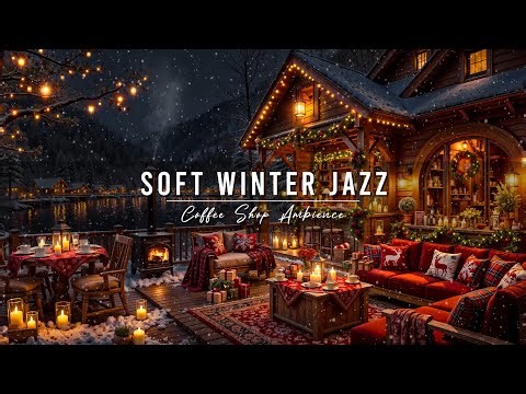 Relaxing Winter Jazz Music at Cozy Cafe Ambience ⛄ Soft Piano Jazz Music & Snowfall for Studying
