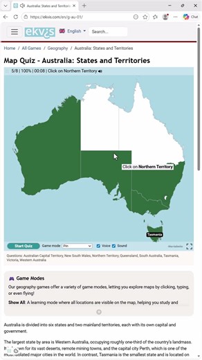Ekvis Australia States And Territories Location Map Quiz Short