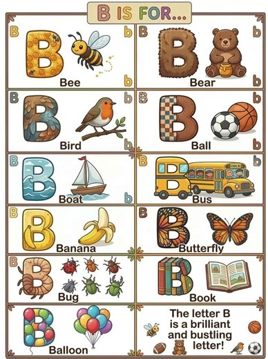 Learn the Letter B! 🐝 | ABC Phonics for Toddlers and Preschool Kids | Words Starting with B #Shorts