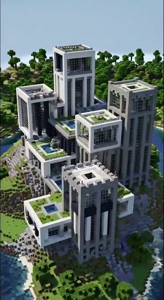 Modern Castle Resort Minecraft Build Showcase - Mansion Hotel