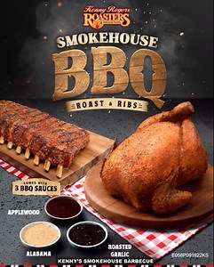 2.1K views · 2.5K reactions | Taste the deliciously awesome goodness of Kenny's Roast and Ribs - roasted and grilled the smokehouse way. Each comes with 3 flavorful barbecue sauces: Roasted Garlic for a sweet and nutty delight, Applewood for fruity and smoky kick, and Alabama for that spiced n' tangy taste! Available for dine-in and takeout. For delivery, call 8-555-9000 or visit kennyrogersdelivery.com.ph #KennyRogersPH #KennysSmokehouseBBQ | Kenny Rogers Roasters Philippines | Facebook