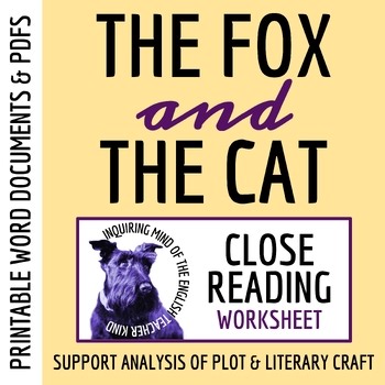 "The Fox and Cat" Close Reading Analysis Worksheet | Brothers Grimm Fairy Tale