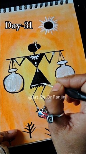 Easy Warli Artwork Tutorial for Beginners How to Draw Warli Pattern Easily #warli #beginnerartists