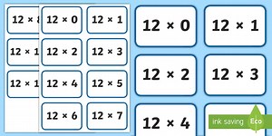12 Times Tables Flashcards