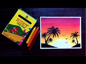 How to Draw a Beautiful Sunset using Wax Crayons