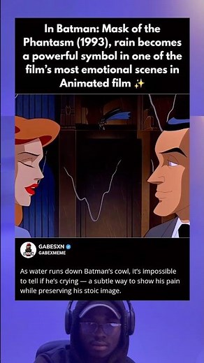 In Batman: Mask of the Phantasm (1993), rain amplifies the film’s most emotional scene.