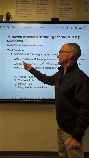 ASVAB Word Problem Exponent Rules #asvab #math #asvabmath