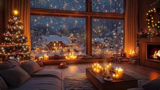 Winter magic for your soul 🌲❄️🔥#relax #ambience #fireplace #winter #snow