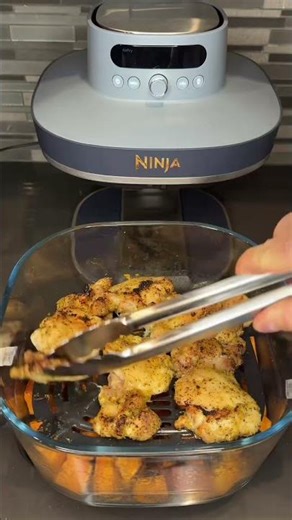 Crispy lemon pepper chicken thighs over literally everything else. 🍋🍠