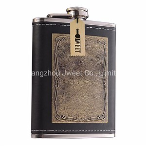 [Hot Item] Leather Wrapped Cover Hip Flask 10oz