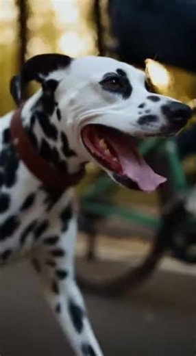 Dalmatian Running Beside Bicycle 🐕