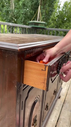 Turning old and forgotten into timeless and elegant—watch this antique sideboard transform before your eyes! This antique sideboard was covered in layers of old finish, but with a little patience and the right technique, it’s getting a fresh, sophisticated look! Stripping away years of wear and adding a soft paint wash brings out its natural beauty. What do you think—worth the effort? Drop your thoughts below! #FurnitureFlip #AntiqueRestoration #DIYHomeDecor