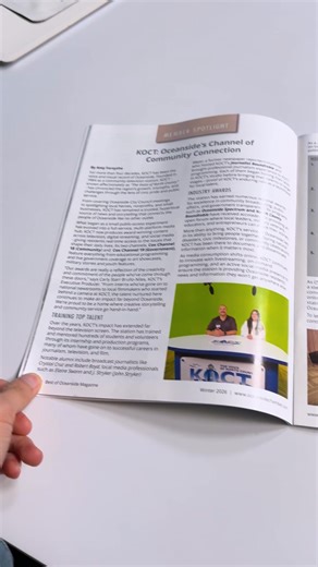 KOCT is honored to be Featured in the Member Spotlight for Best of Oceanside Magazine’s Winter 2026 Edition! A huge thank you to the Oceanside Chamber of Commerce for this feature written by the talented Amy Forsythe. Read the Newest Edition now at oceansidechamber.com/oceansidemagazine. | KOCT - North County's Channel