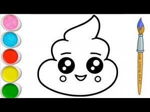 How to draw Easy Poop emoji || Drawing step by step Simple emoji drawing color drawing for beginners