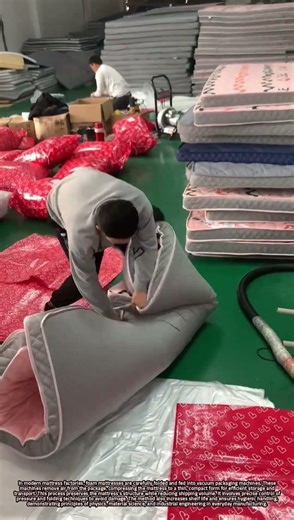 Vacuum Packaging Process Compresses Foam Mattresses for Efficient Transport