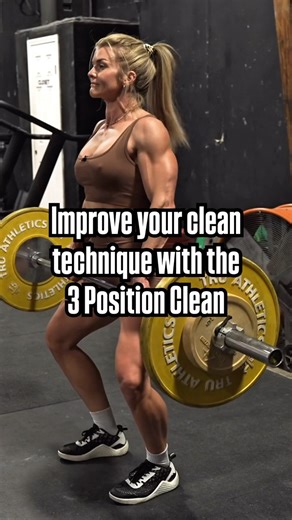 brookeence on Instagram: "The 3-Position Clean is a great tool to fine-tune technique and build strength in the different phases of the clean. It will help you improve speed getting under the bar, your bar path, and reinforces solid positioning throughout the movement. Lets break down the 3 positions: 1️⃣ High Hang – This position will reinforce explosive triple extension before quickly dropping under he bar. 2️⃣ Hang – This position helps improve proper bar path and and timing of your pull. 3️⃣