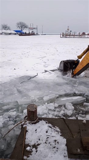 Everyone asks me,what us Marine contractors do in the winter for work,and how do we stay busy when the water freezes around us. Here's your answer. Big shout out to (Animal)-Big Steve M. #anchormarineconstruction #docks #stclairshores #excavation #welding #seawall #boat #boathoist #ice | Anchor Marine Construction