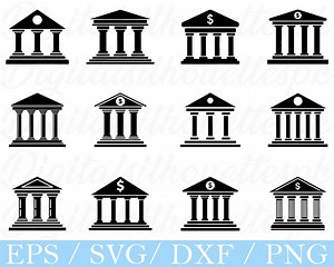 Bank Icon Svg, Bank Icon Silhouette, Dxf, Png - Etsy Canada