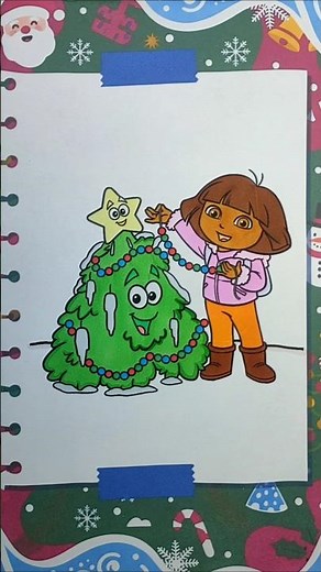 Coloring Dora Christmas Tree Scene 🎄 | Fun Art For Kids