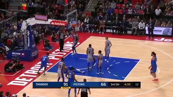 Andre Roberson Hard Fall / Injury / Thunder vs Pistons