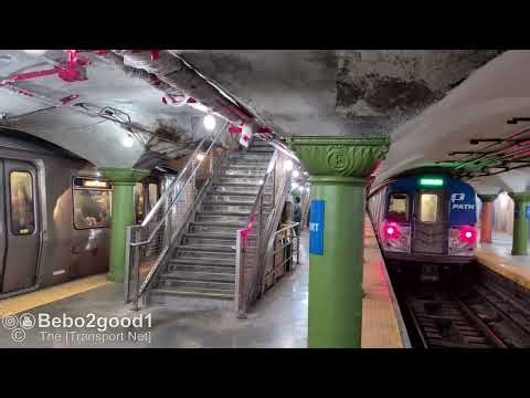 PATH Trains Meet at Newport Station (Jersey City, NJ)