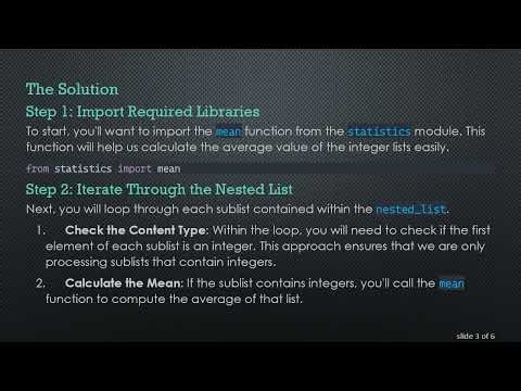 Calculating the Mean of Nested Lists Containing Integers in Python