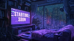 Lo-Fi Cyberpunk 'Starting Soon' Stream Screen – Loopable Animation