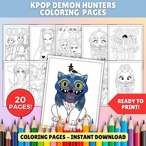 Printable Demon Hunters Coloring Page Kids Busy Activity Sheet Ready to Print PDF Kpop Characters Fun Coloring Book Digital Download - Etsy