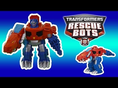 Transformers Rescue Bots Optimus Prime Dinobots transformation primal stop motion dino toys video