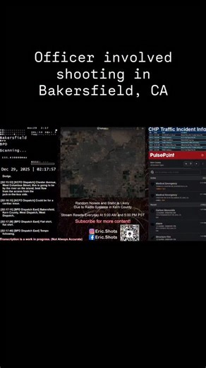Bakersfield Police Department calls out an Officer Involved Shooting (998). Unclear of any details as of now | Eric.Shots