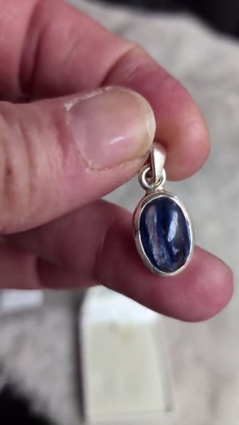 Kyanite Jewelry Set Sterling Silver - Oval Pendant & Stud Earrings - Natural Blue Gemstone - Handmade Gift for Her - Etsy