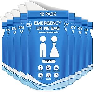 Disposable Urine Bag, 12 PCS Pee Bags for Travel for Women/Men, 850cc Emergency Portable Urinal Bag and Vomit Bags, Unisex Urinal Bag for Camping, Traffic Jams, Pregnant, Patient, Kids