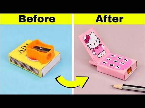 DIY Hello kitty sharpener box like phone with matchbox || How to make sharpener box with matchbox
