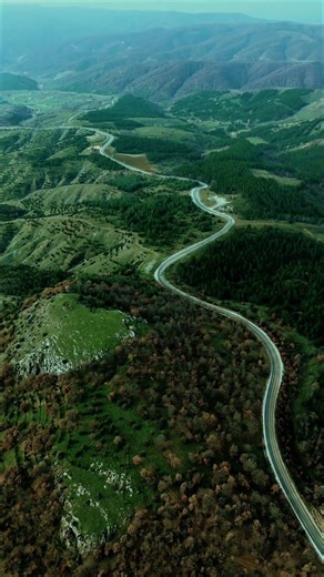 Aerial View of Winding Mountain Road